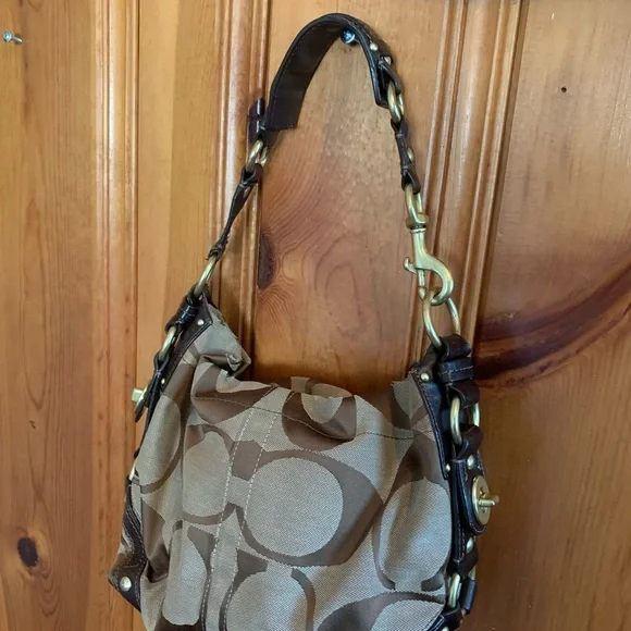 Coach Brown Shoulder Bag with Monogram Pattern - Picture 11 of 15